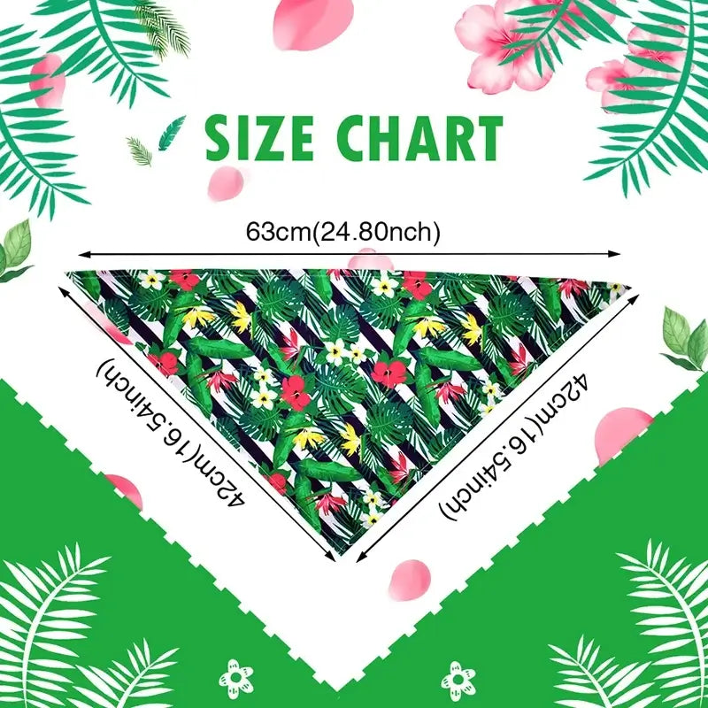 bulk dog bandanas size chart for 63cm triangular pet scarf, tropical floral dog bandana for small dogs and cats