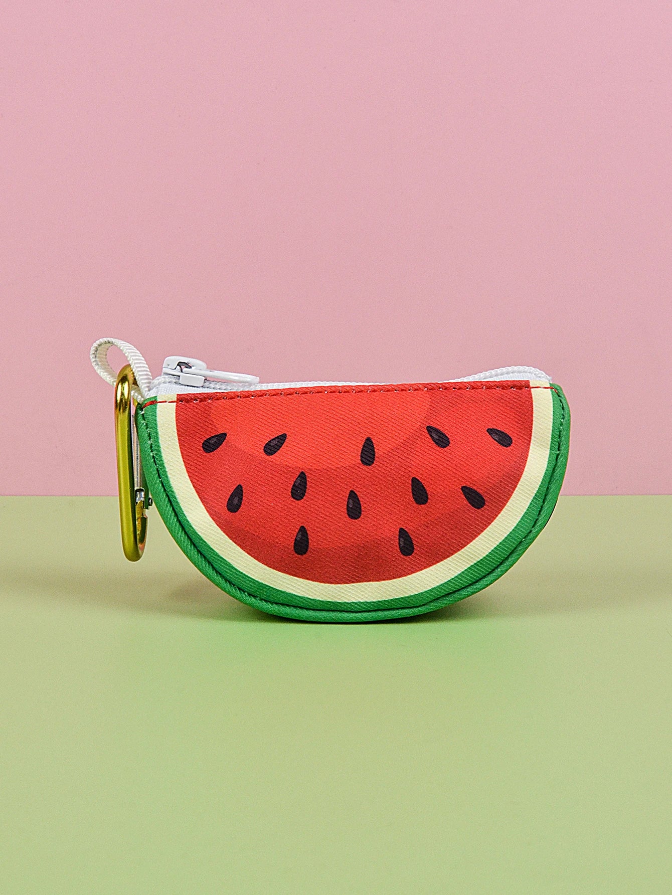 Watermelon dog poop bag holder dispenser, cute abstract designer print, size L, pink and green pet waste bag pouch
