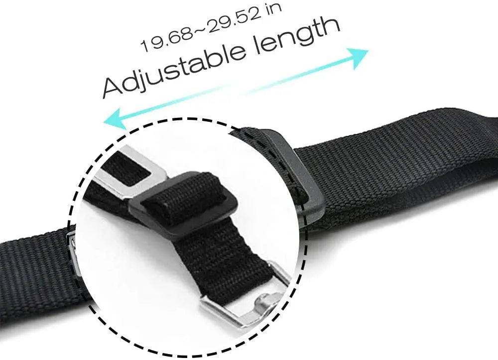 Adjustable dog car seat belt with durable nylon strap and secure buckle for pet travel safety
