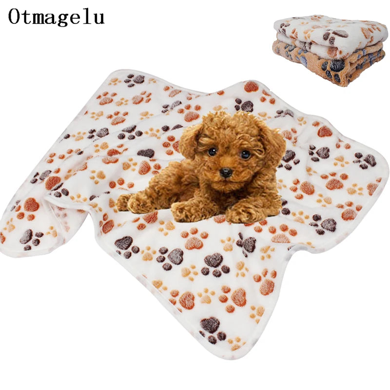 warm pet blanket for dogs and cats soft paw print dog and cat mat bed for winter comfort