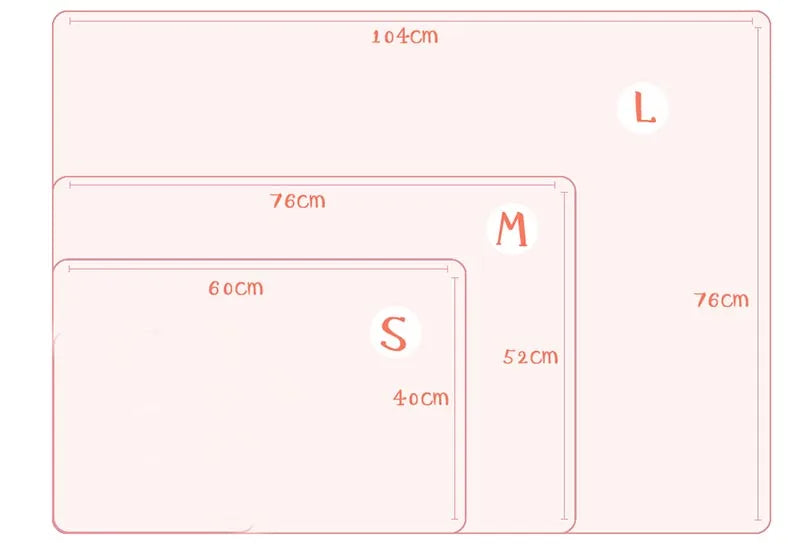 Warm pet blanket for dogs and cats size chart with S, M, and L dimensions for small and medium pets
