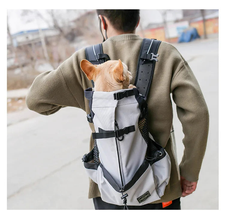 breathable dog carrier backpack for hiking and travel, mesh pet backpack with zipper for dogs on bicycle or motorcycle