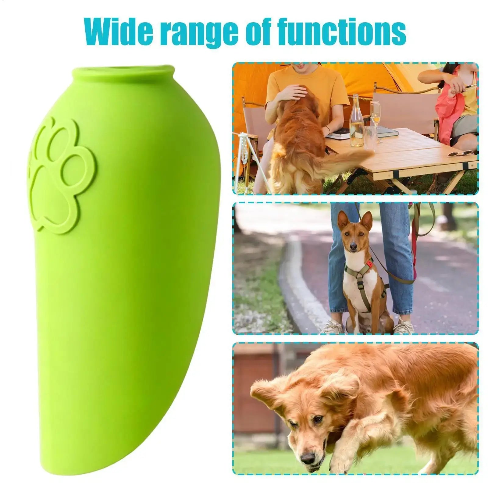 portable dog water bottle for hiking, outdoor walks, and travel with foldable space-saving design