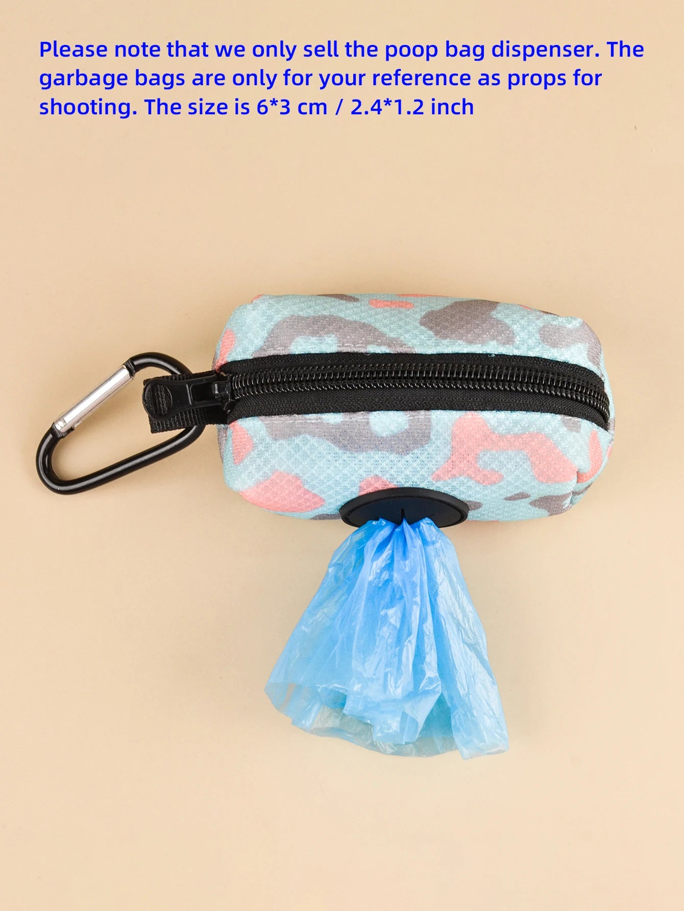dog poop bag dispenser with carabiner clip, portable pet waste bag holder for leash or belt attachment