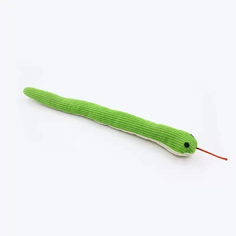 plush snake pet chew toy green bite-resistant PP cotton sound toy for kittens puppies, teeth-cleaning, China Mainland