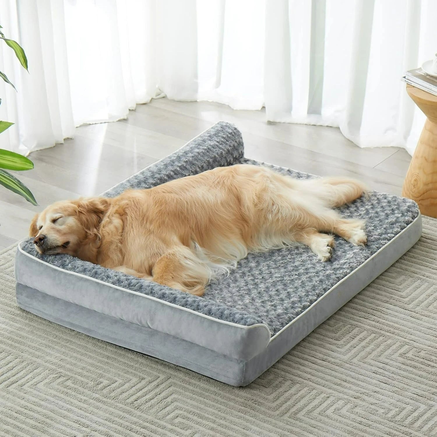 orthopedic dog bed for large dogs gray waterproof sofa-style bed with washable cover, non-slip base, joint support