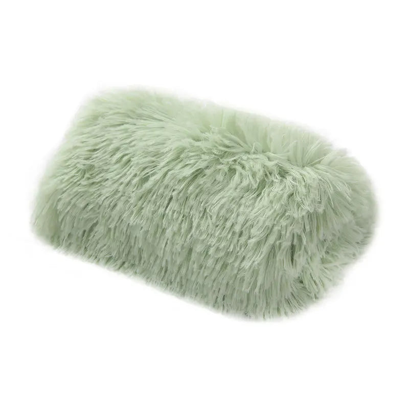 washable plush dog blanket mat green soft warm long plush pet sleeping bed for dogs and cats, washable