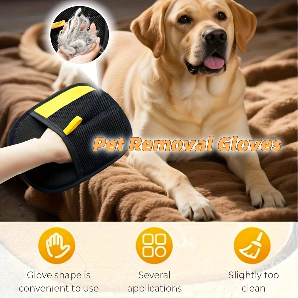 pet hair removal gloves for dog hair cleaning on sofa, carpet, clothes, and home surfaces