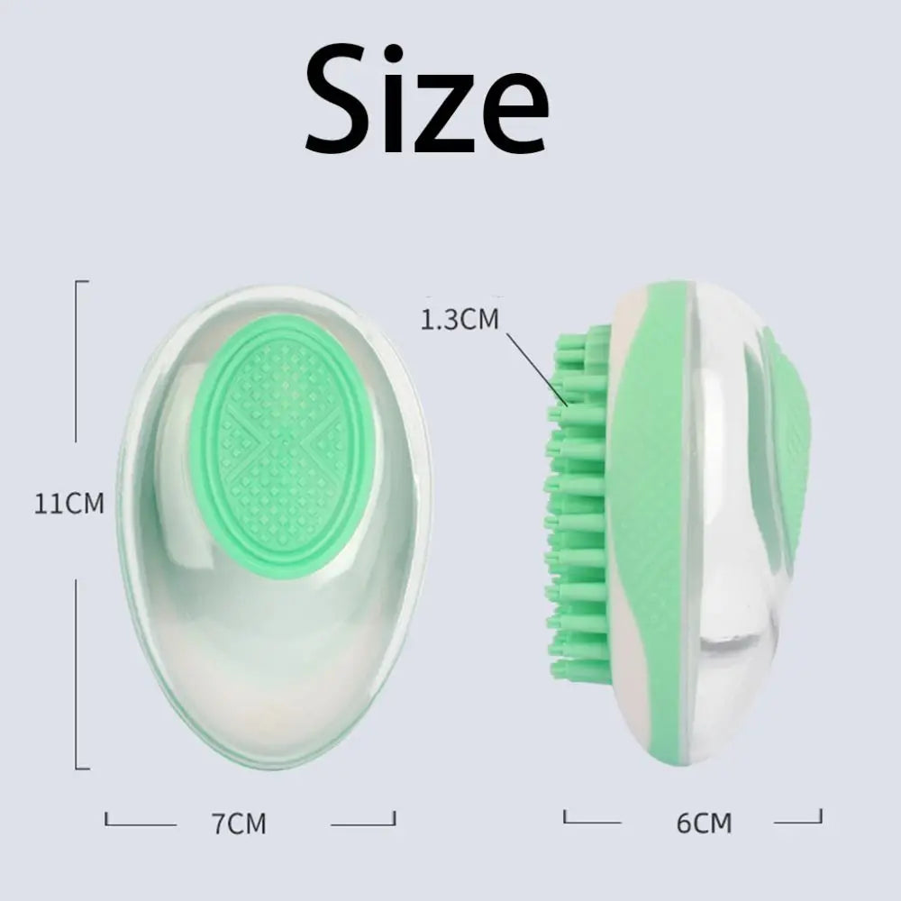shampoo dispenser dog bath brush size chart, 11x7x6cm silicone pet grooming comb for cat and dog bathing