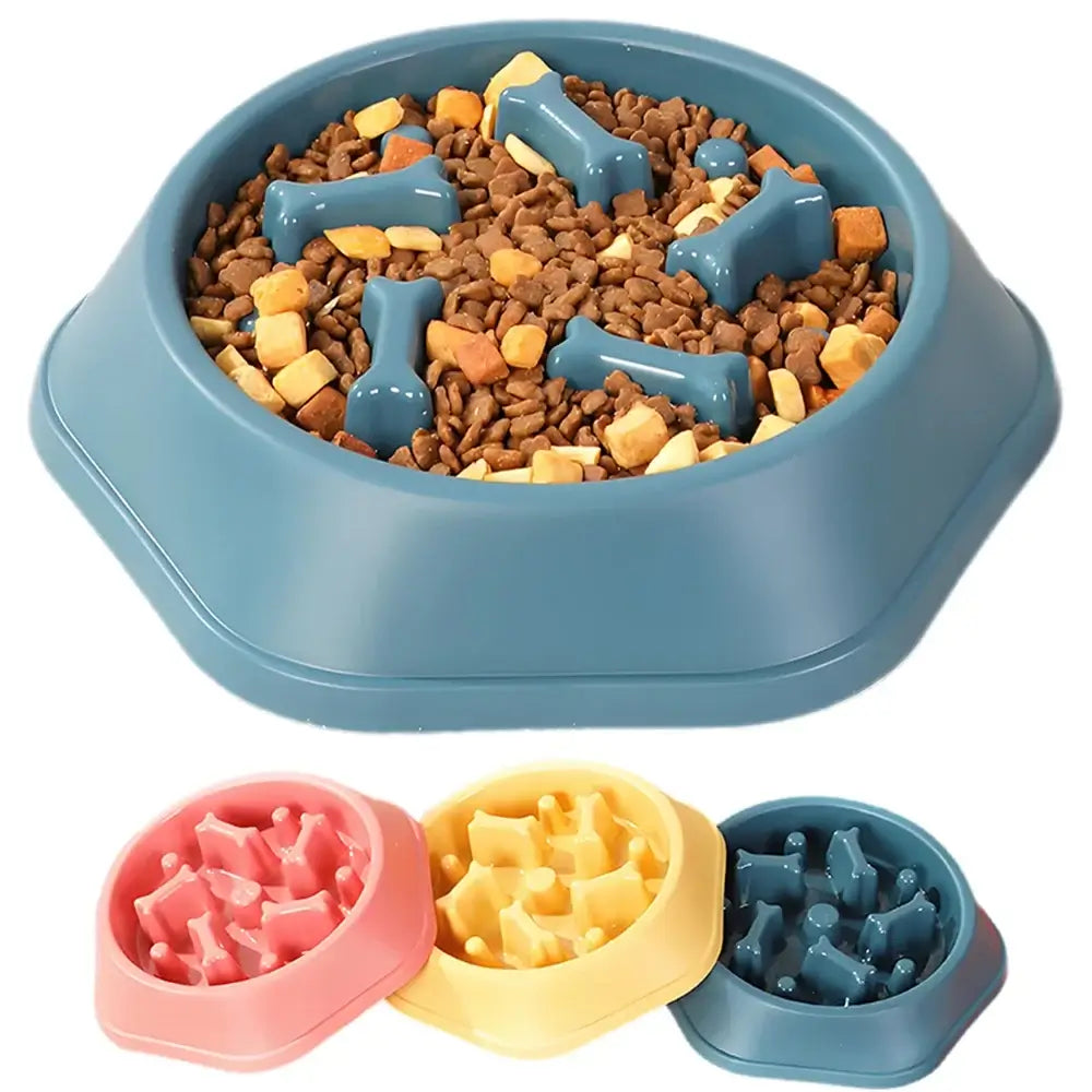slow feeder dog bowl with anti-slip design and puzzle ridges for anti-choking dog feeding