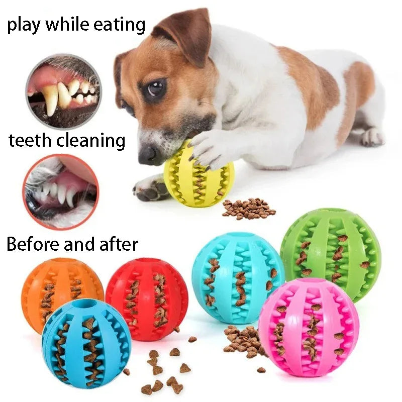 natural rubber dog chew toy for teeth cleaning, treat ball, extra-tough interactive ball for dogs