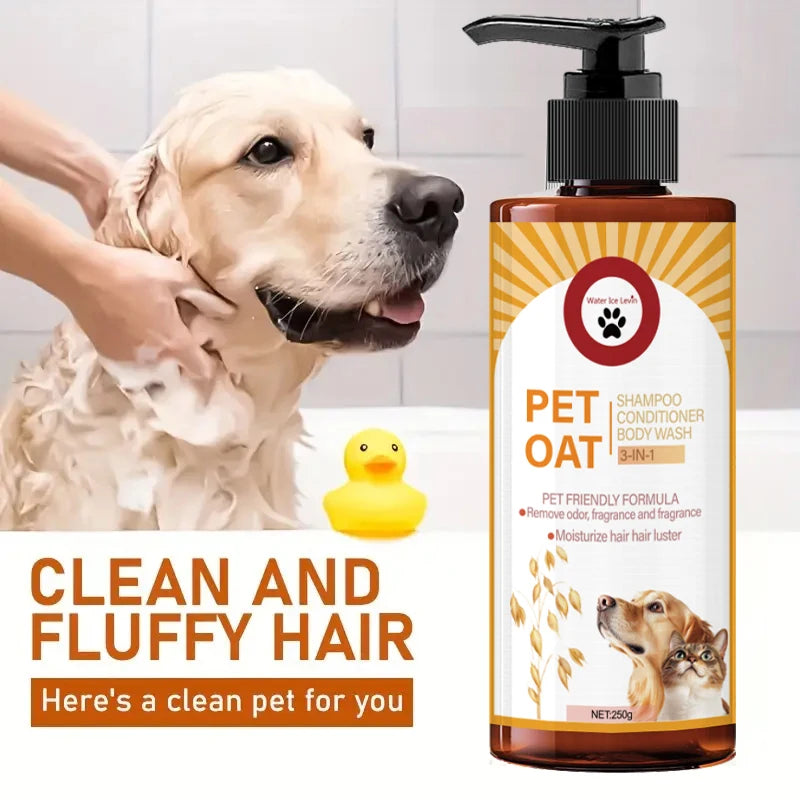 pet shampoo for dogs and cats cleans odor, softens fur, and leaves long-lasting fragrance for bathing pets