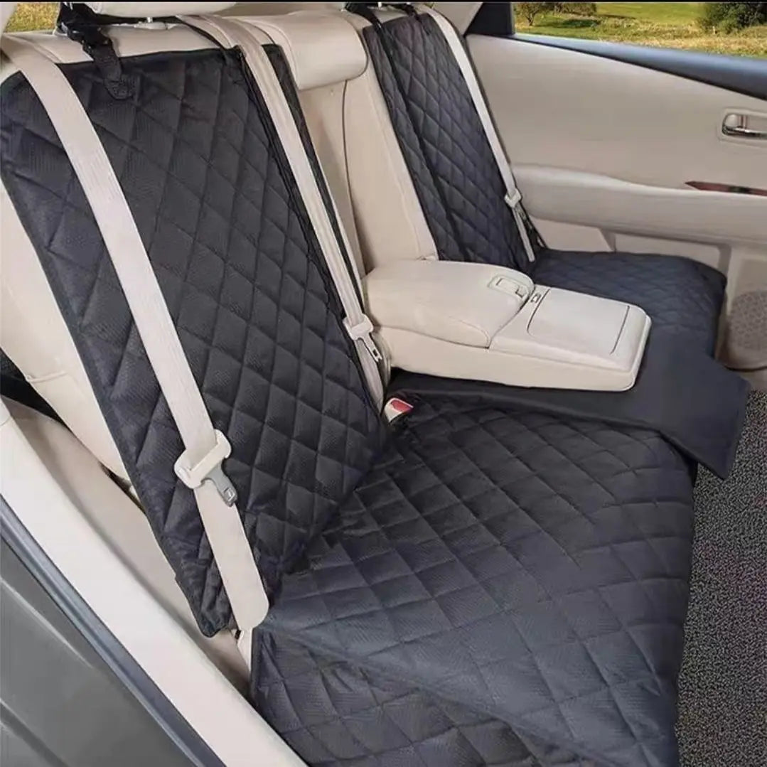 waterproof dog car seat cover for back seat with middle armrest, quilted pet travel protector