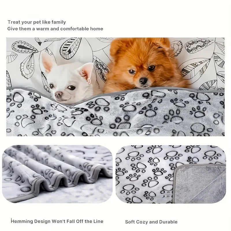 Soft Flannel Pet Blanket for Dogs Cats Plush Mat Dog Paw Print for Cats Dog High Quality Dog Blanket Pet Mat Warm Dog Supplies