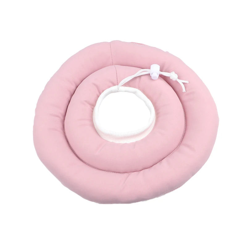 Elizabethan Collar For Dogs Adjustable Neck Drawstring Waterproof Protective Donut Collar Prevent Biting & Scratching in pink.