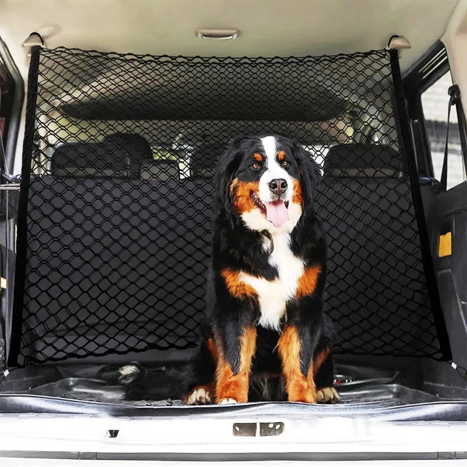120X90CM Car Trunk Fence Pet Dog Isolation Protective Net Durable Elastic Isolation Double Layer Nets Safety Fence for Any Car with dog