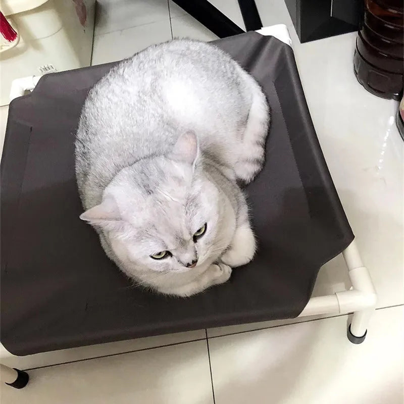 elevated dog camping bed portable folding pet hammock bed for dogs and cats, washable nylon, indoor and outdoor use