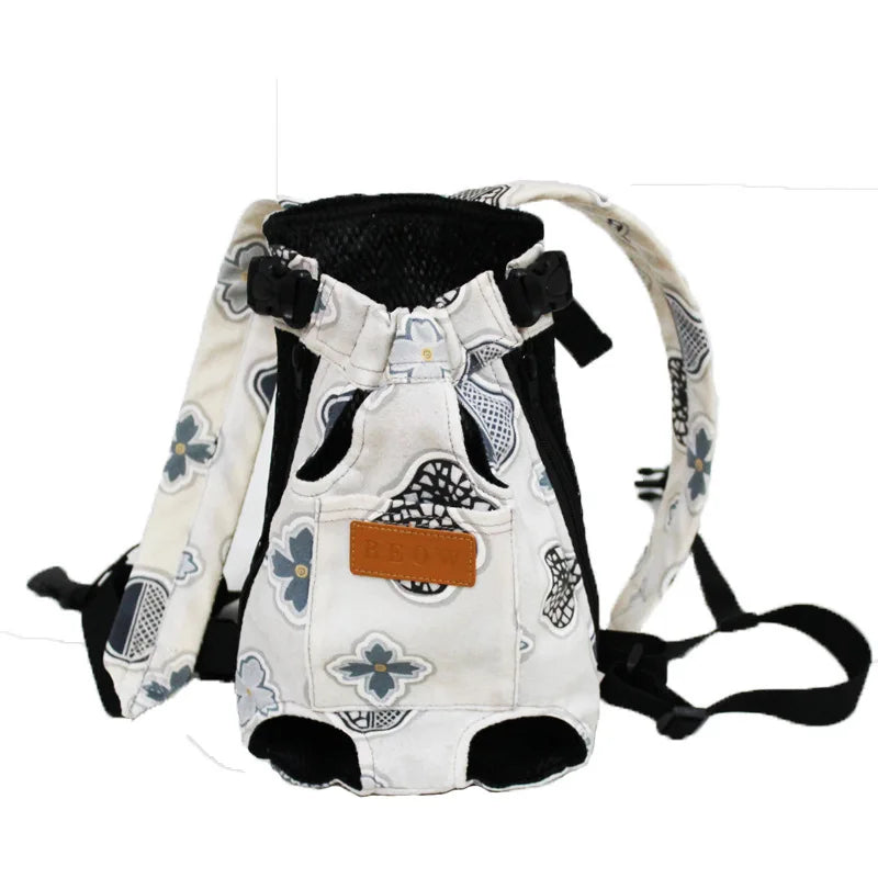 pet backpack carrier for small dogs floral camouflage canvas shoulder chest backpack for French Bulldog Chihuahua color 5