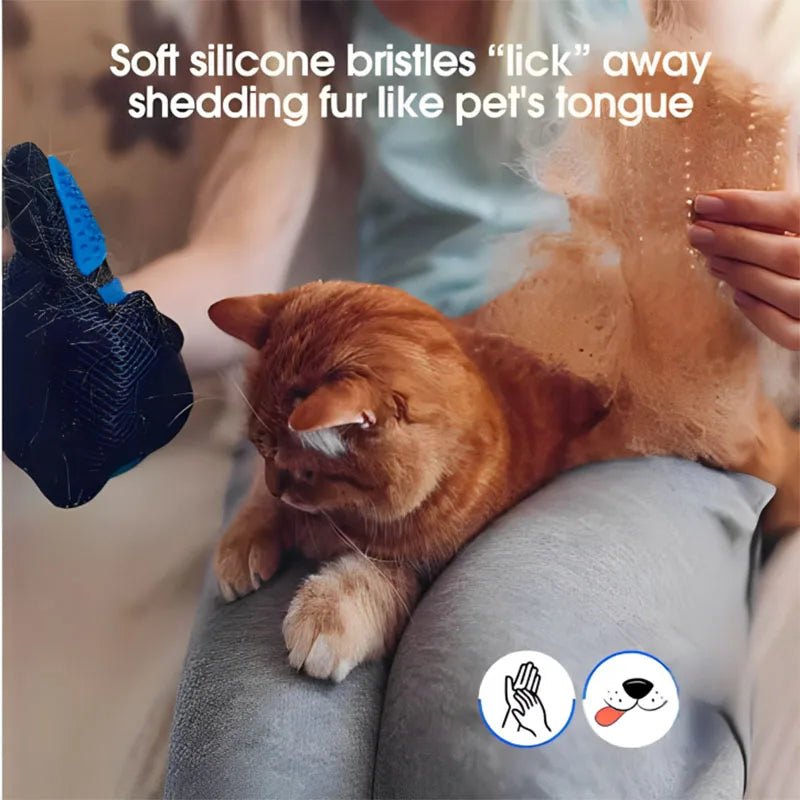 pet hair remover glove silicone grooming mitt for cats and dogs, gentle deshedding brush removes loose fur