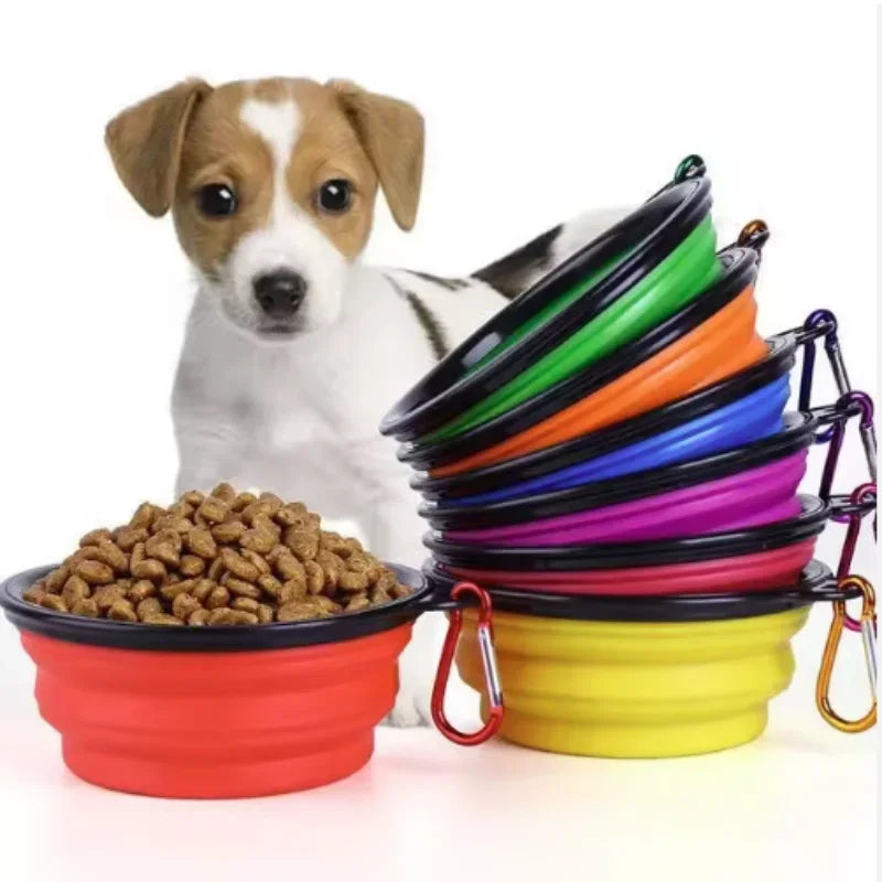 collapsible pet travel bowl for dogs and cats, durable silicone portable food and water bowl for outdoor travel