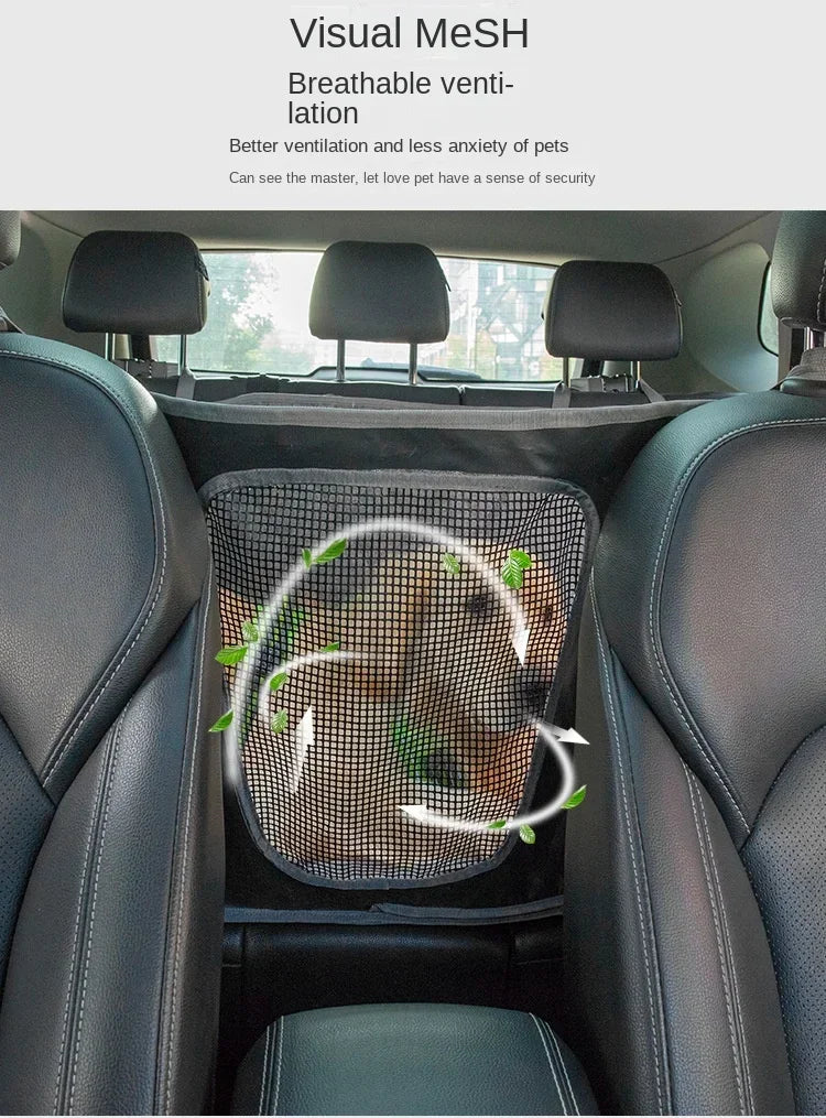 Breathable waterproof dog car seat cover with mesh window for rear seat safety and ventilation in vehicles