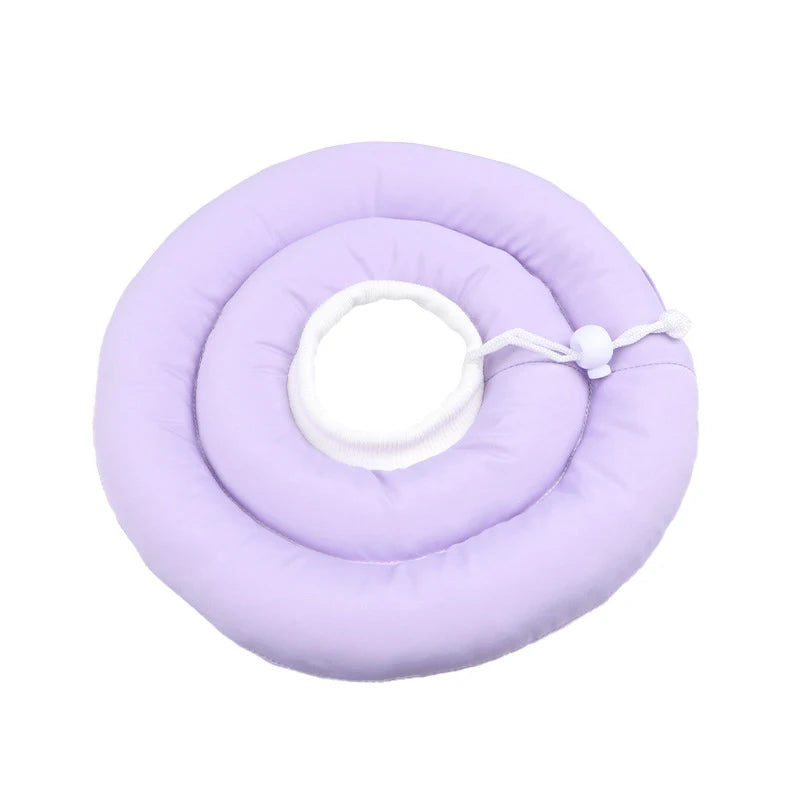 Elizabethan Collar For Dogs Adjustable Neck Drawstring Waterprof Protective Donut Collar Prevent Biting & Scratching in lavender color