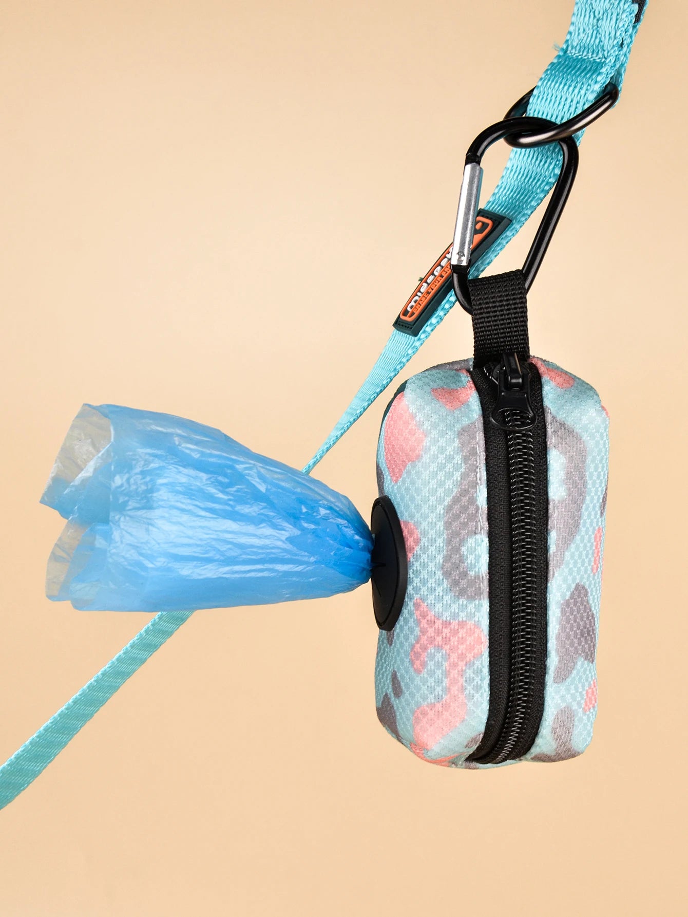 dog poop bag holder dispenser with clip-on abstract designer print for dog leashes