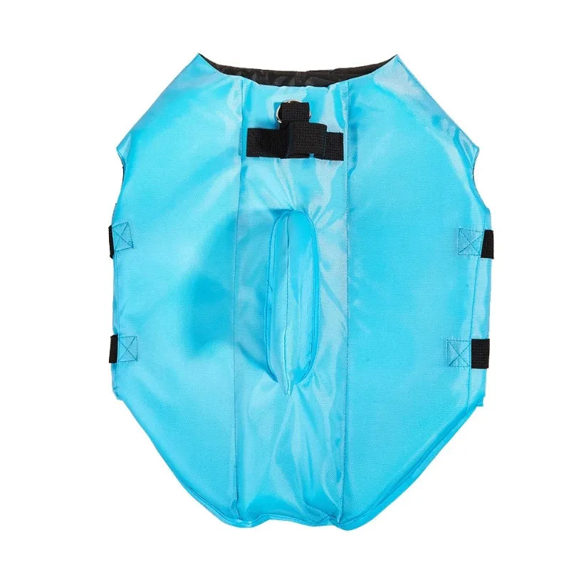 small dog shark fin life jacket blue buoyancy vest with handle for swimming, surfing, and water safety