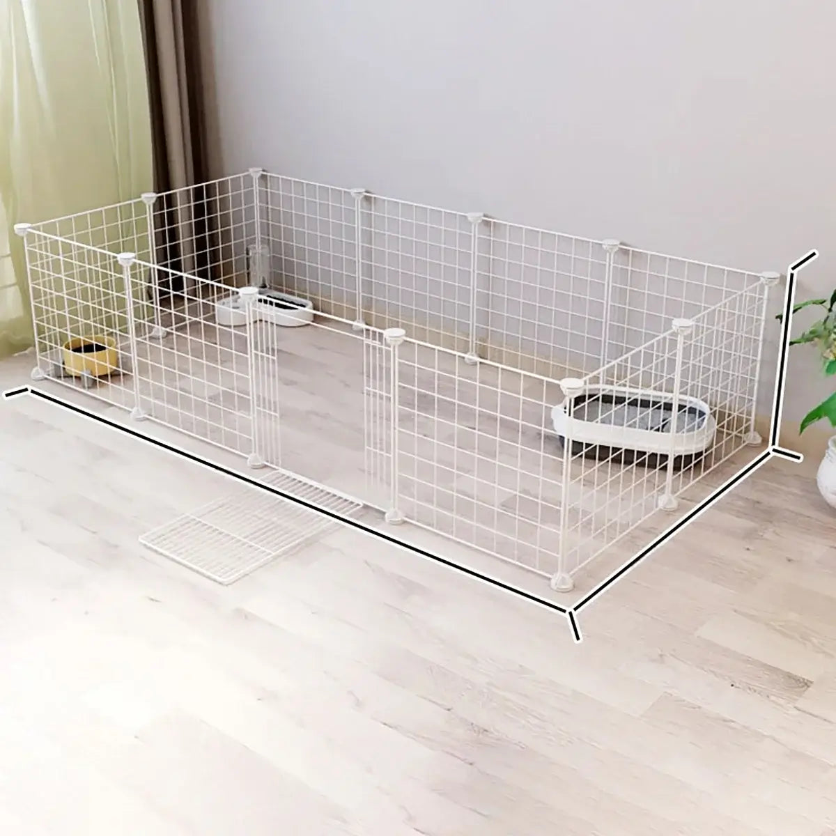 Pet Splicing Fence with Detachable Iron Mesh Gate, Isolation Barrier, Anti-Escape Gate, Indoor Fence, Easy to Assemble, Portable Cage