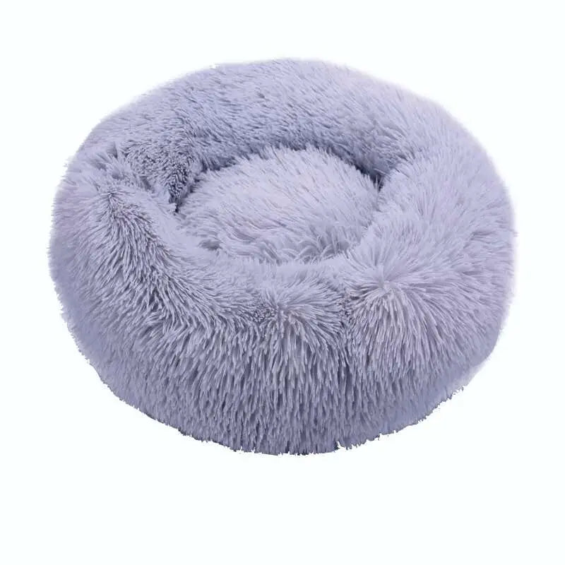 washable donut dog bed plush lavender pet bed with raised rim for small to large dogs and cats