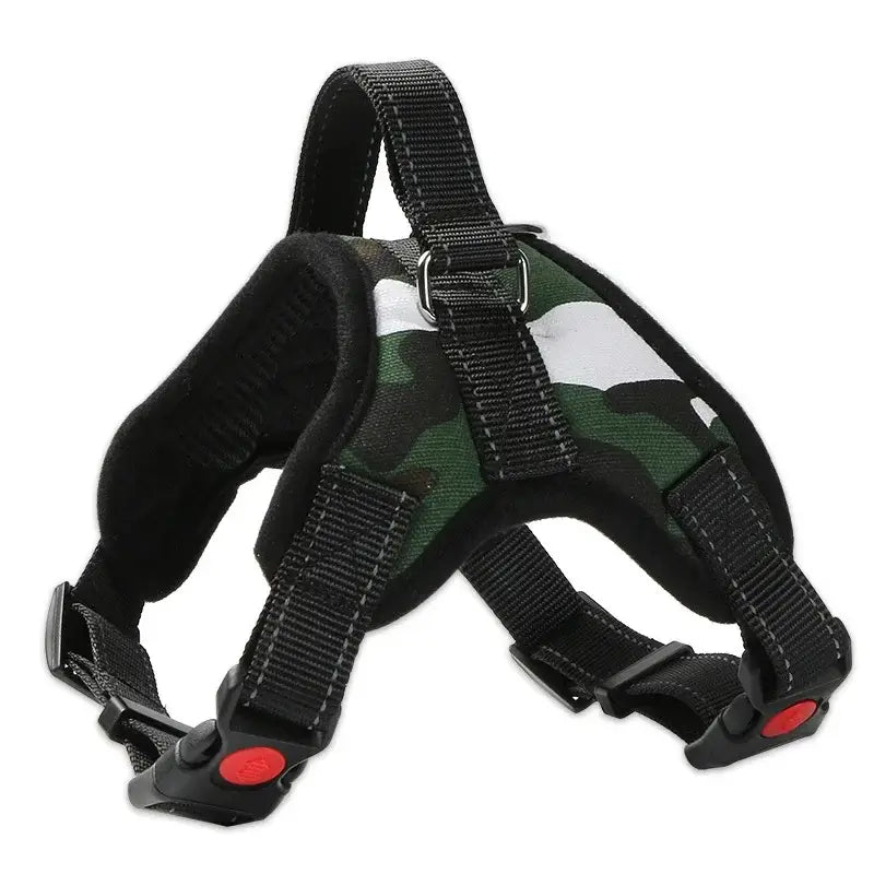 quick release dog harness vest for puppies, white camouflage nylon breathable reflective pet harness for outdoor use