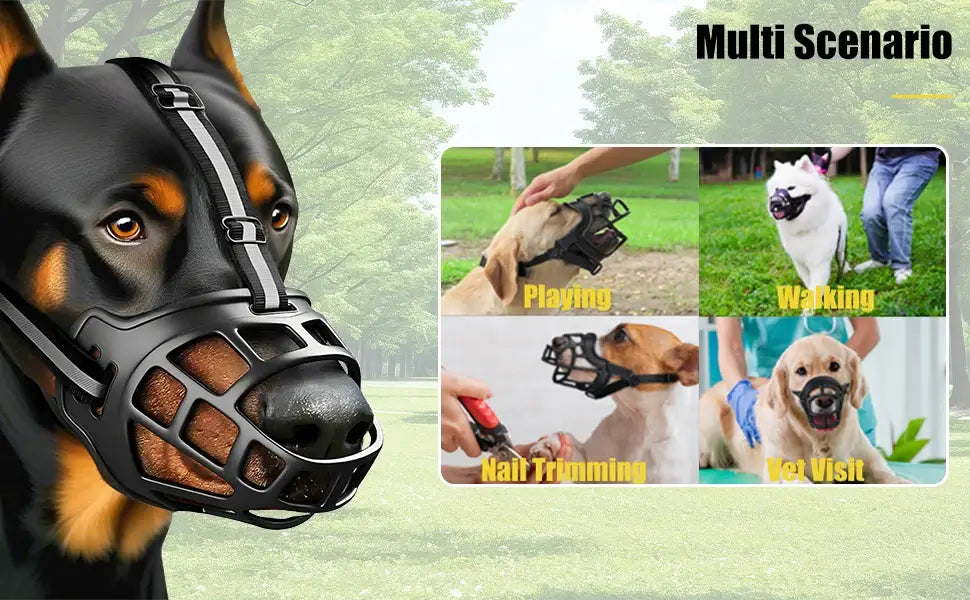 Reflect Light Dog Mouth Guard Cover Comfy Breathable Basket Muzzle Against Biting Barking Dog Mask Anti-barking Muzzle For Pets.