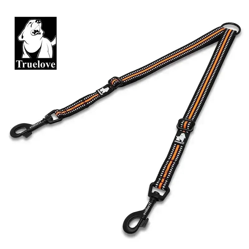 Truelove Reflective Nylon Double Dog Leash For Two Dogs Coupler No Tangle Pet Leash For All breed Training Running Dropshipping.