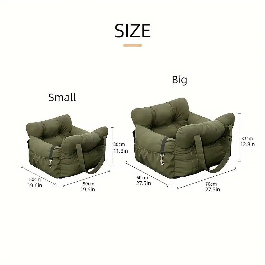 Dog Car Seat with Safety Belt - Non-Slip Pet Car Bed for Small Dogs, Washable Travel Carrier with Secure Straps for Safe Car Size Comparison