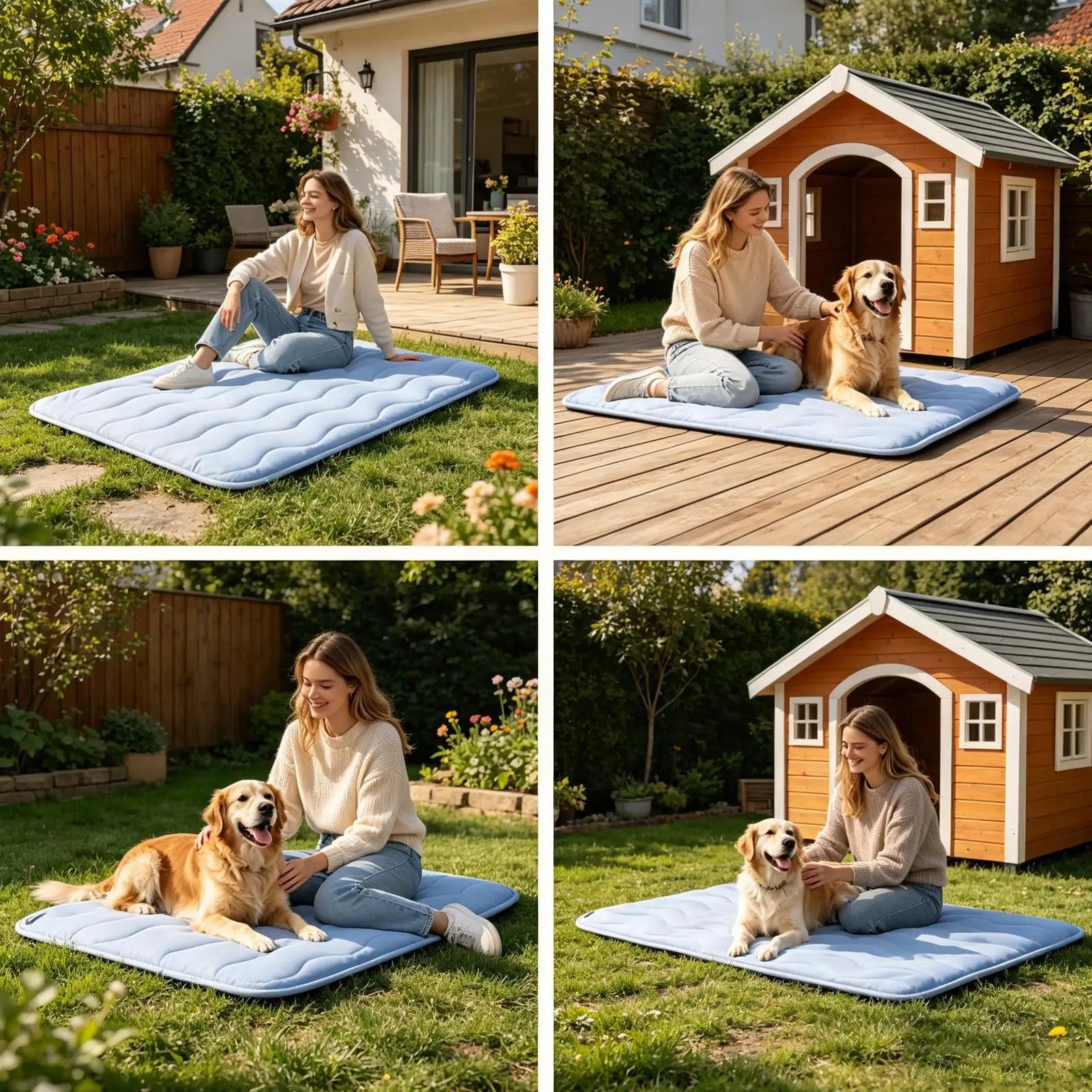 Washable dog cooling mat for pets outdoors, non-slip comfortable resting pad for summer indoor, car travel, crate, and floor use