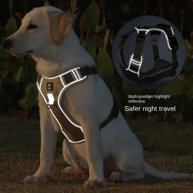 Dog Harness Reflective Midium Large Dogs Tactical Vest Big 1680D Waterproof Oxford Cloth Dog Harnesses Pet Accessoires Supplies on a dog.
