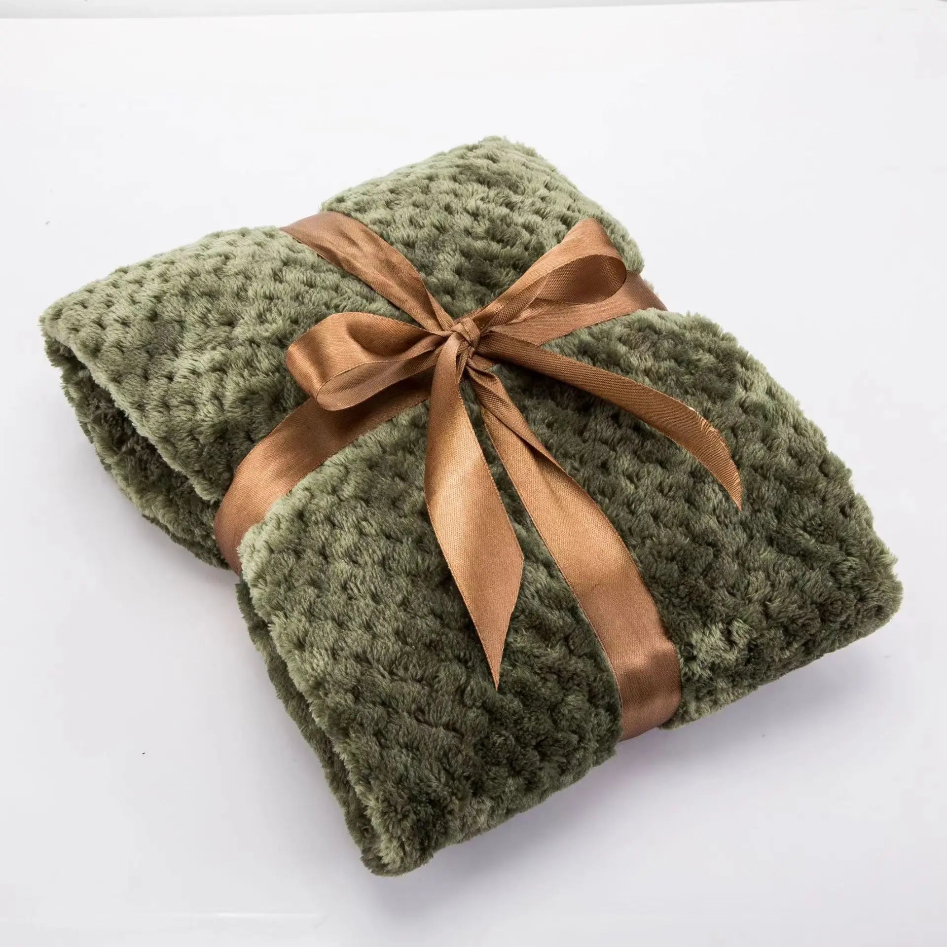soft pet blanket plush green dog and cat blanket with ribbon, warm comfortable pet bed mat for cozy sleeping