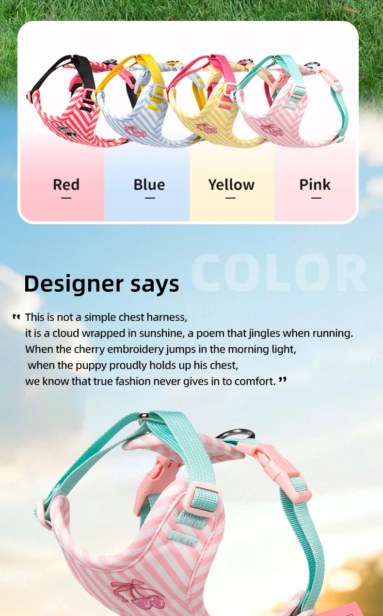 small dog harness leash set with cute plush doll, adjustable colorful puppy vest harness for small dogs