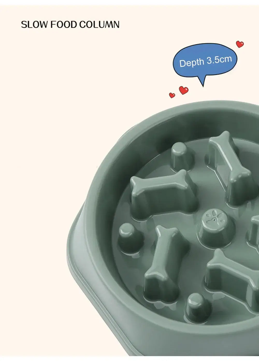 slow feeder dog bowl with puzzle columns, 3.5cm depth, anti-gulping design for small dogs to prevent choking