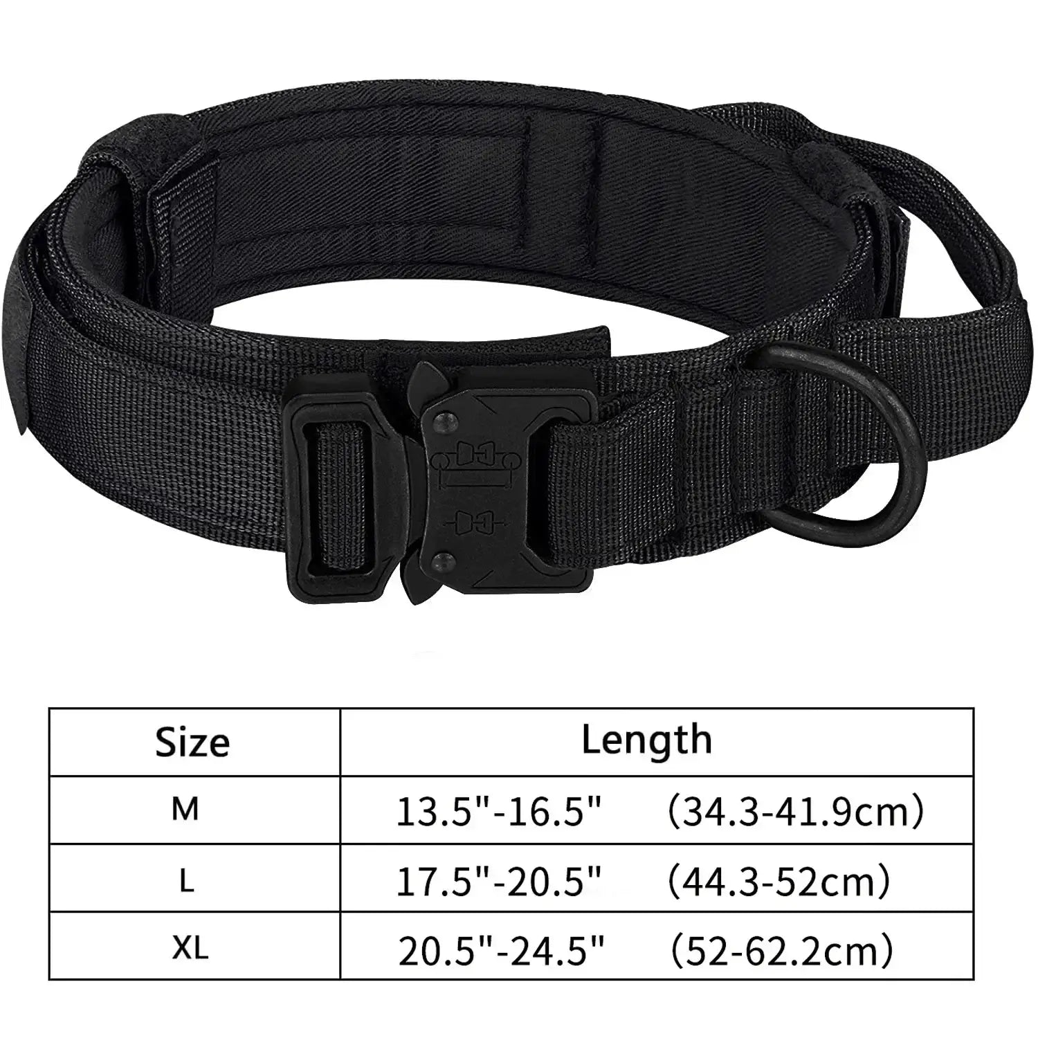 Black tactical dog leash collar for medium and large dogs, quick release breakaway polyester tactical collar