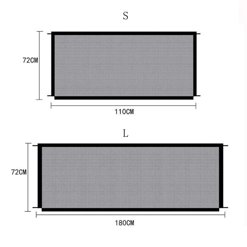 Dog Fence Portable Folding Divider Mesh Home Perforation-Free Traceless Wall Protection Safety Net Nylon Mesh Cloth Pet Fence dimensions S and L