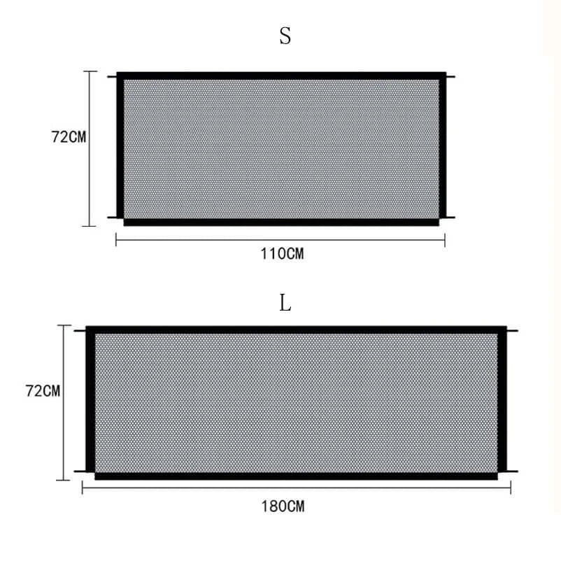 Dog Fence Portable Folding Divider Mesh Home Perforation-Free Traceless Wall Protection Safety Net Nylon Mesh Cloth Pet Fence dimensions S and L