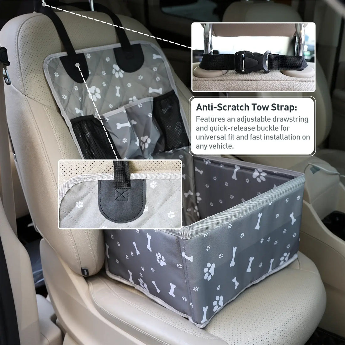 Portable Dog Car Booster Seat Carrier for Small Medium Dogs Safety Travel Pet Basket With Storage Front Seat Pet Carrier For Dog