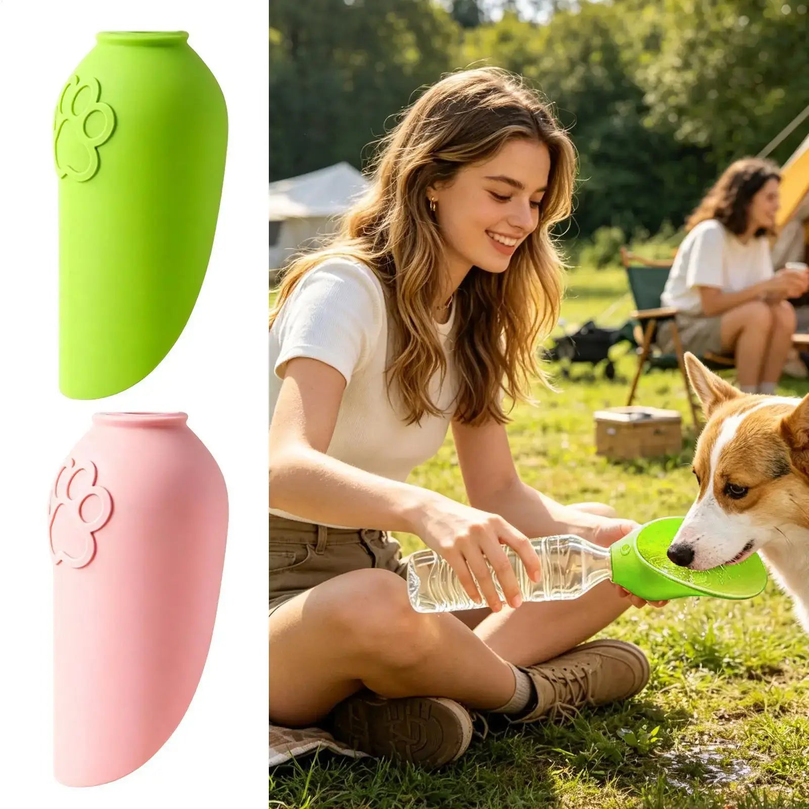 portable dog water bottle foldable pet water dispenser for hiking, camping, and outdoor training