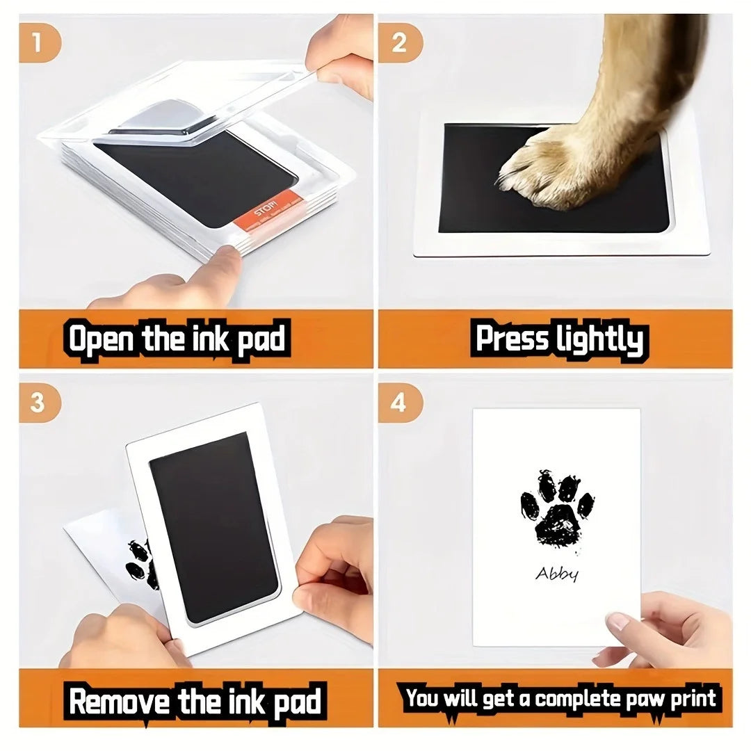 Pet handprint and footprint kit for dogs and cats, clean touch ink pad for easy paw print keepsake