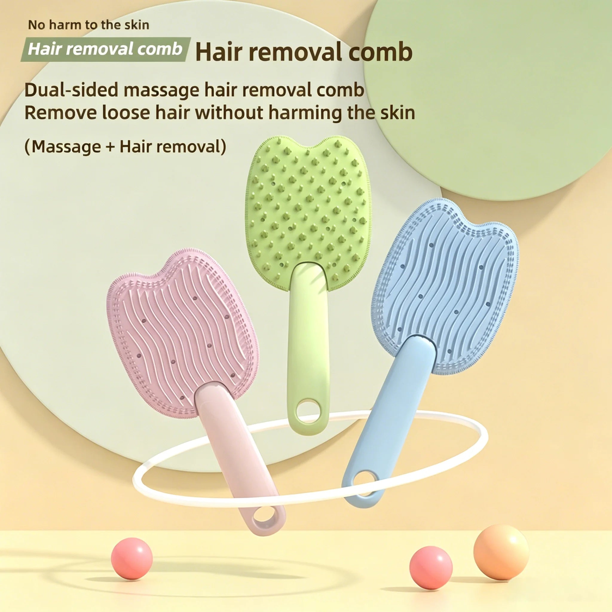 2 in 1 pet hair remover grooming brush, dual-sided massage and deshedding comb for dogs and cats