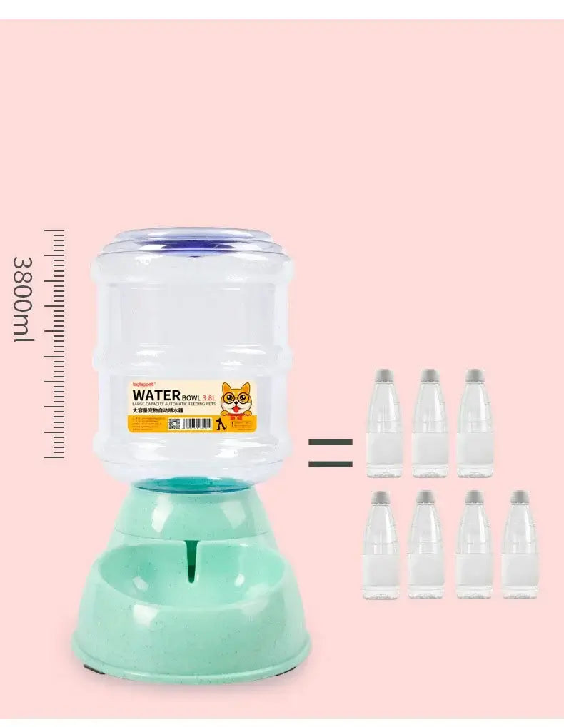 3800ml pet water dispenser for dogs with plastic water bottle and feeding bowl, automatic pet feeding and drinking supply