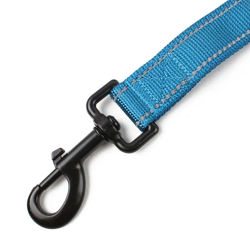 heavy duty double handle dog leash blue training leash with sturdy metal clip for greater control and safety