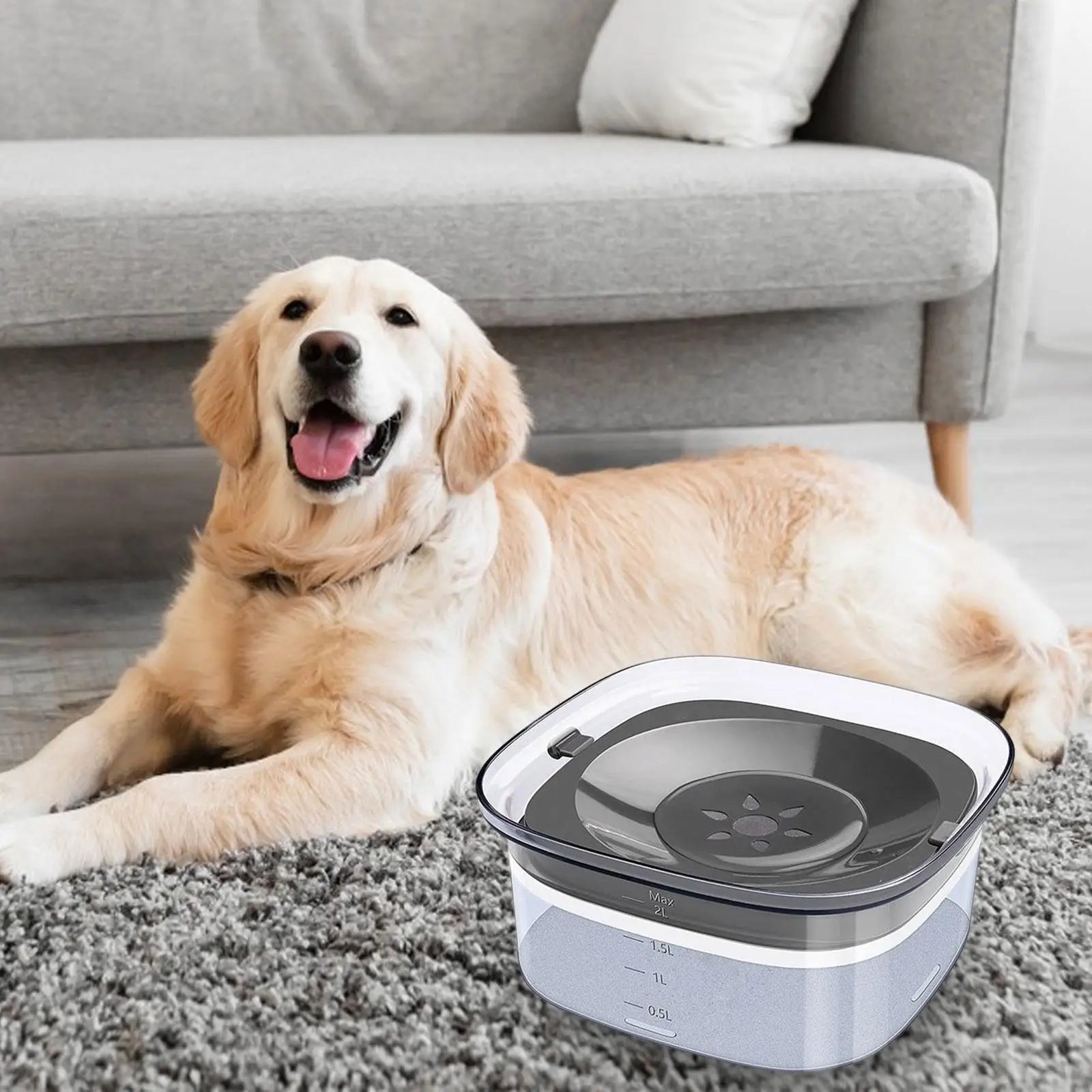Dog Water Bowl Slow Drinking Large Capacity for Medium and Large Dogs Floating Bowl Travel 2L Spillproof Pet Water Dispenser