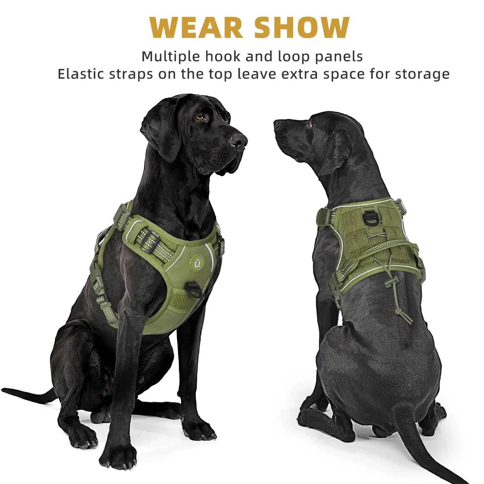 tactical no pull dog harness for medium large dogs, reflective MOLLE military vest with adjustable breathable fit